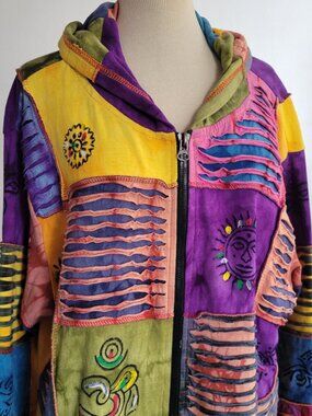 Rising International Women's Long Length Patchwork Hoodie Jacket